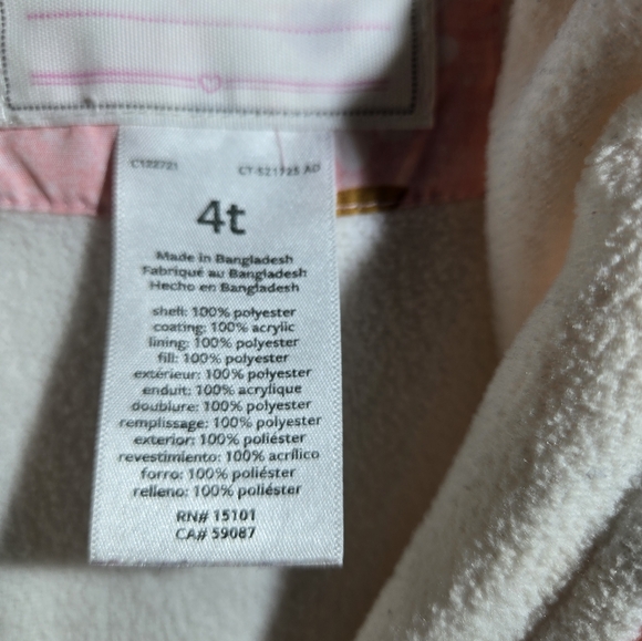 Carter's Girls Pink Winter Coat size 4t - Picture 5 of 5